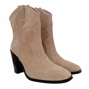 NEW Jeffrey Campbell Boots Jument Western Bootie Pink Taupe Suede Boots Size 7.5